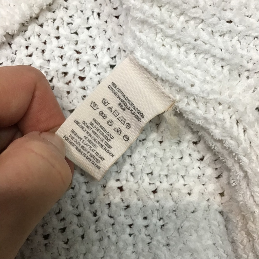 Free People Coco V-Neck Knit Sweater in White Oversized XS Beach Cottage - Picture 8 of 9